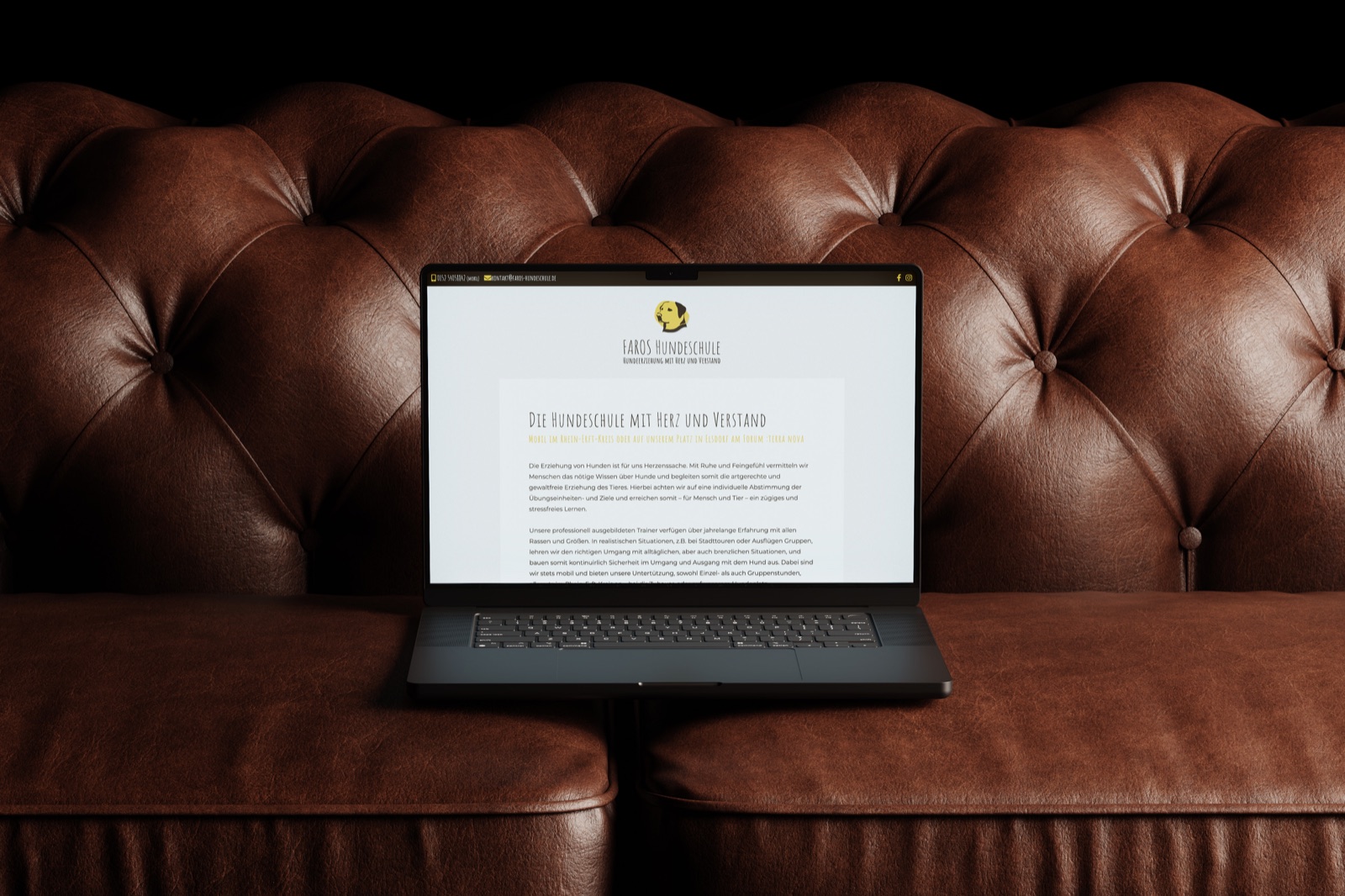 FAROS Hundeschule — die Website auf dem Laptop, Case-Study von digitalbynature