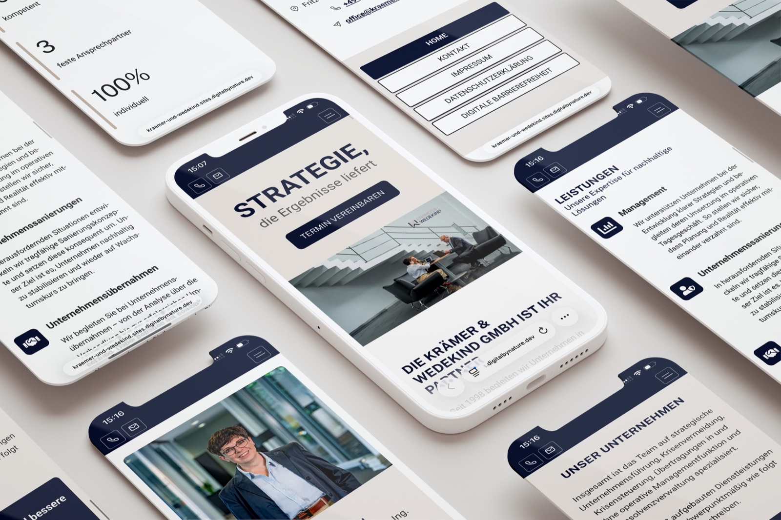 Krämer & Wedekind — Website- und App-Screens im Überblick, Case-Study von digitalbynature