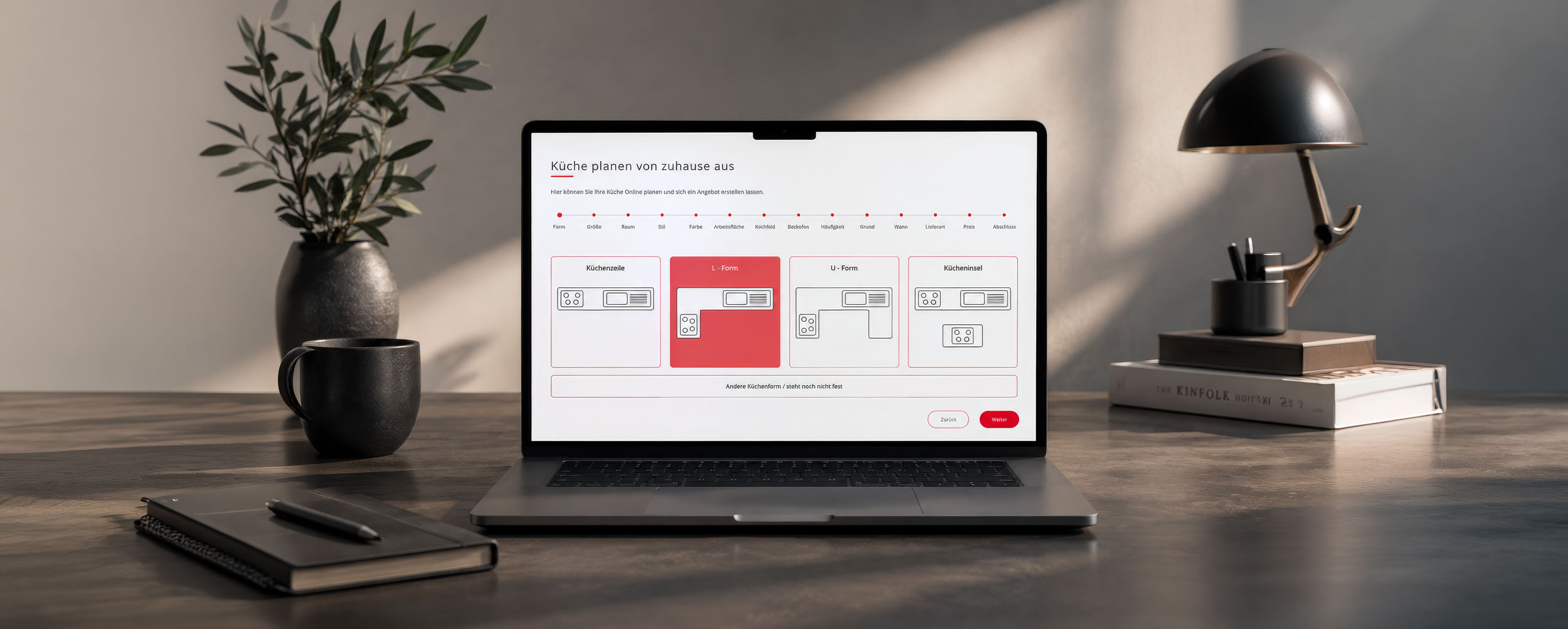 Küchenmakler Tochtenhagen — Online-Küchenplaner „Küche planen von zuhause aus“ auf dem MacBook, Case-Study von digitalbynature