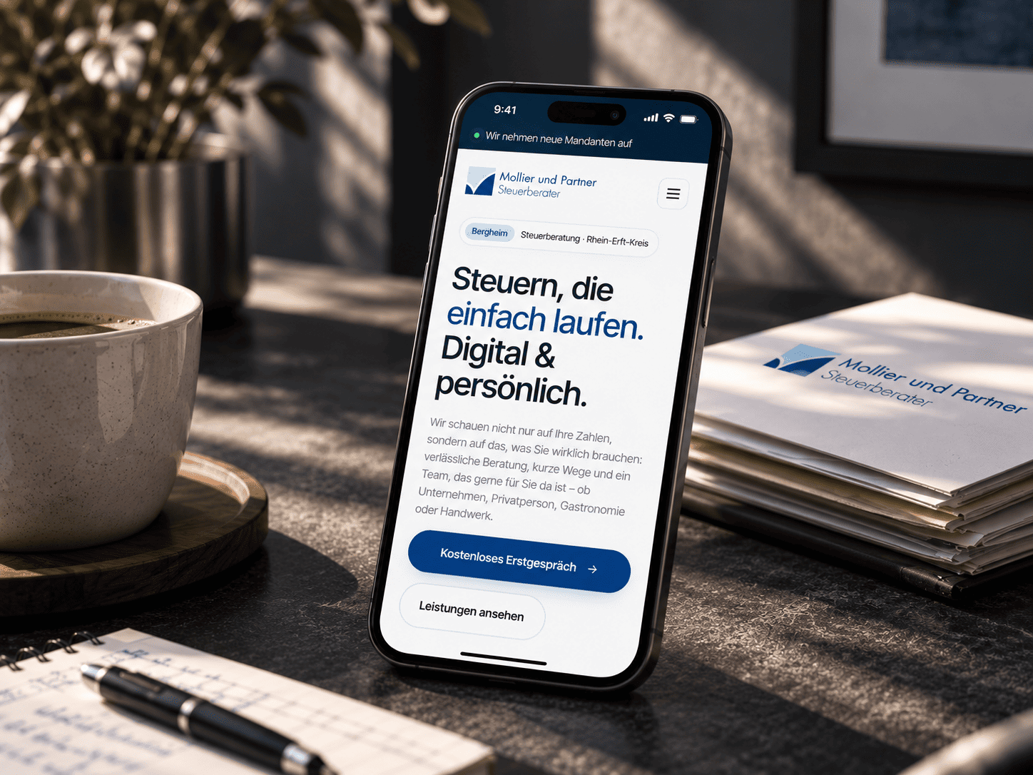 Mollier und Partner — die neue Website auf dem Smartphone