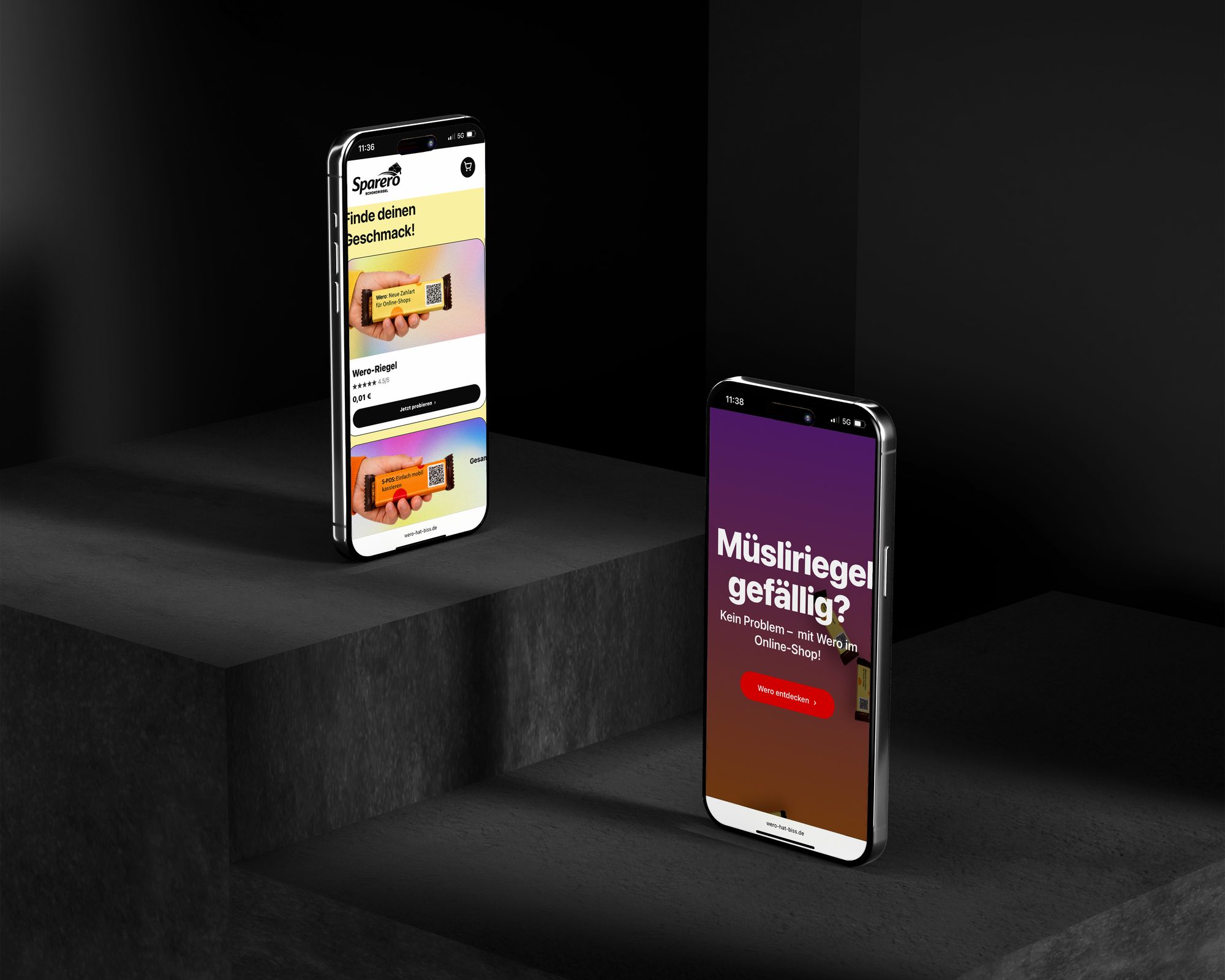 Wero Dummy Shop — Shop und Landingpage auf zwei Smartphones, Case-Study von digitalbynature