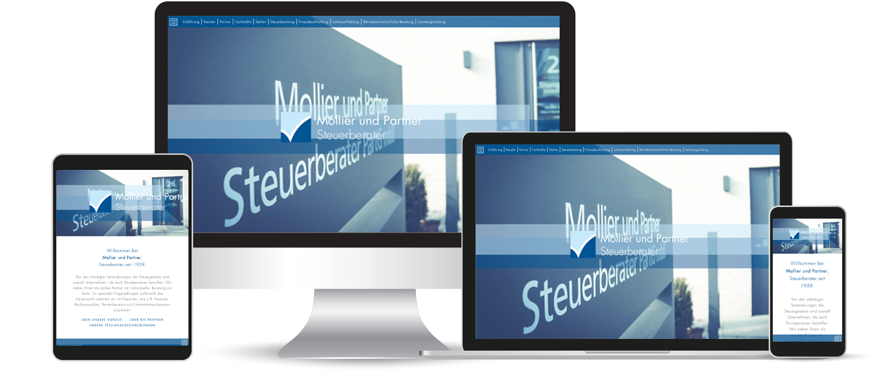 Die neue Website von Mollier & Partner auf verschiedenen Devices // Ein Projektbeispiel von digitalbynature®